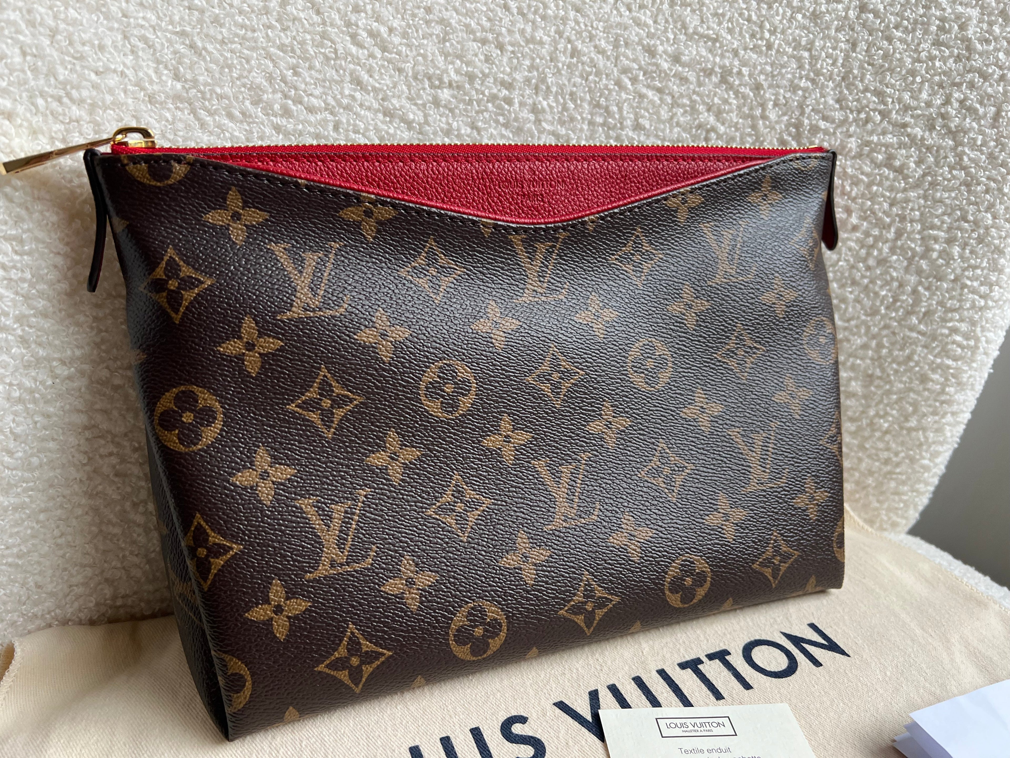 Louis Vuitton Red and Monogram Pallas Trousse Cosmetic Pouch
