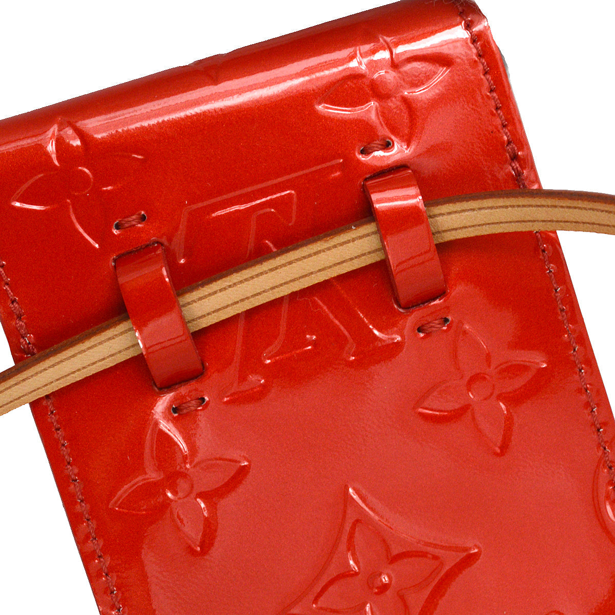 Louis Vuitton 2001 Red Vernis Green Cigarette Shoulder Bag M91155