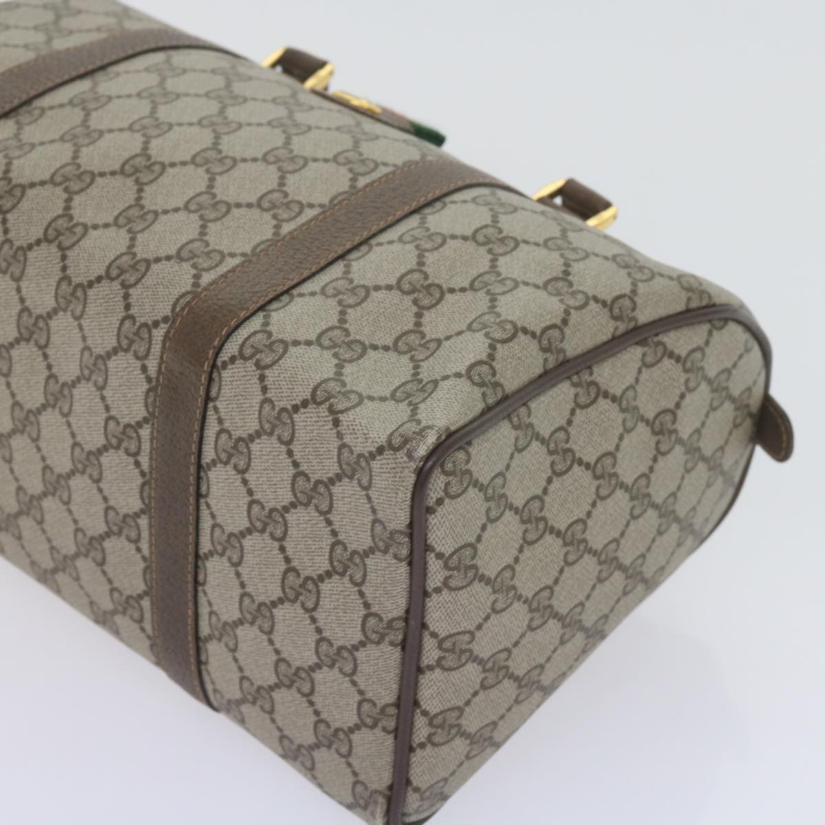 GUCCI GG Supreme Web Sherry Line Hand Bag Beige Red Green 40 02 007 60676