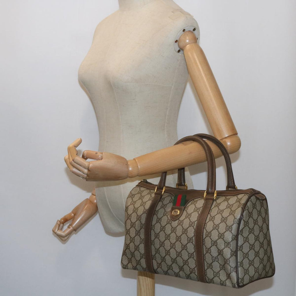 GUCCI GG Supreme Web Sherry Line Hand Bag Beige Red Green 40 02 007 60676