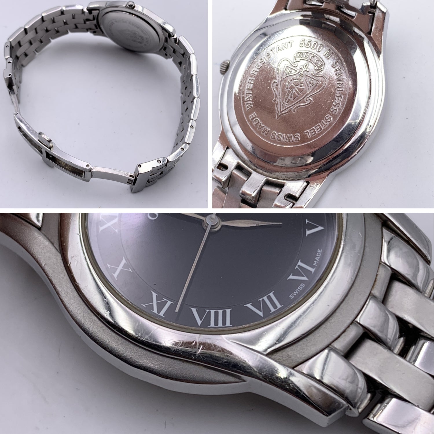 GUCCI Stainless Steel Mod 5500 M Watch Date Indicator Black