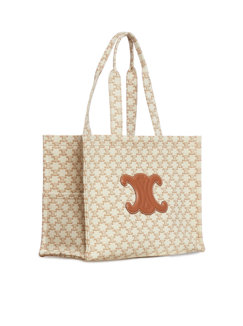 Celine Women Large Cabas Thais Bag In Fabric With All-Over Logo