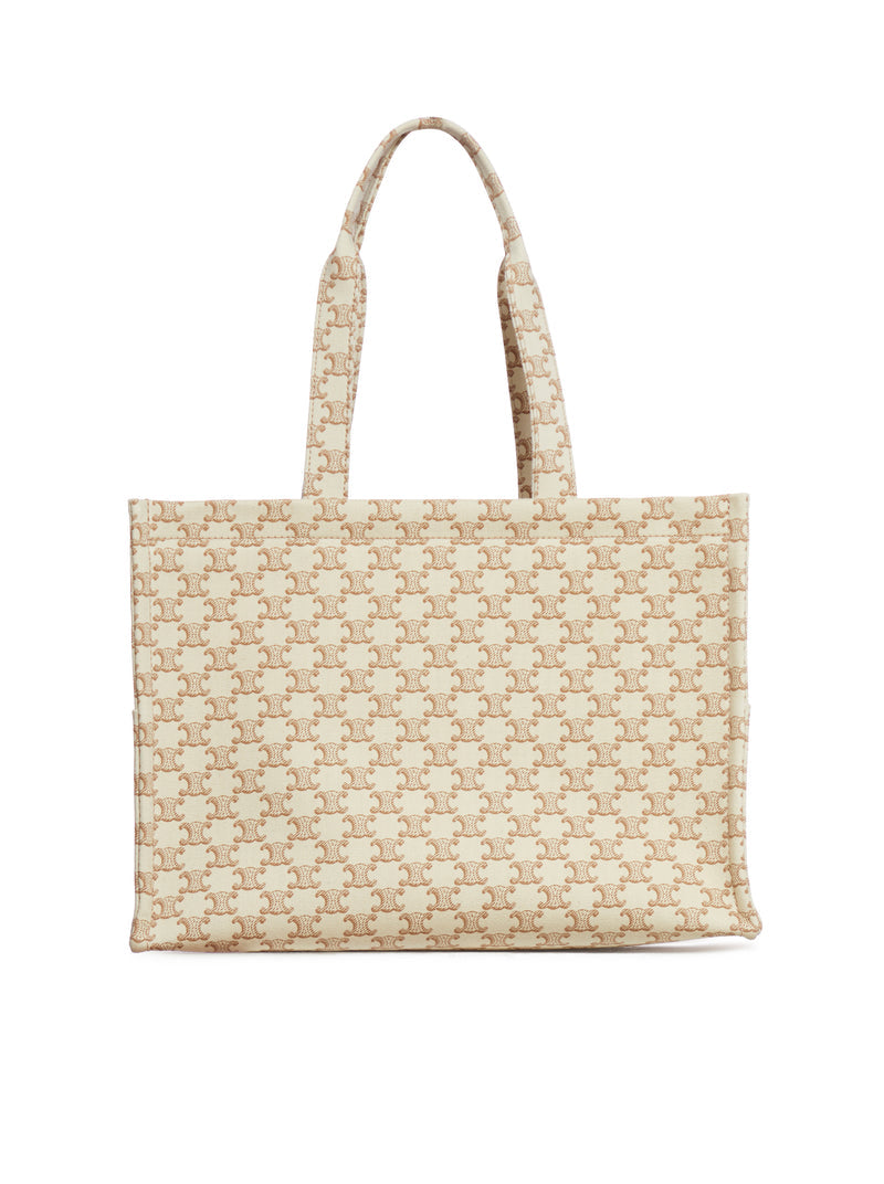 Celine Women Large Cabas Thais Bag In Fabric With All-Over Logo