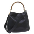 GUCCI Bamboo Hand Bag Leather 2way Navy 001 2113 1638 60686