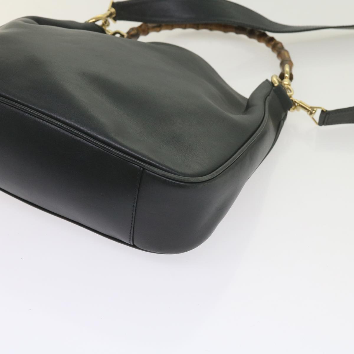 GUCCI Bamboo Hand Bag Leather 2way Navy 001 2113 1638 60686