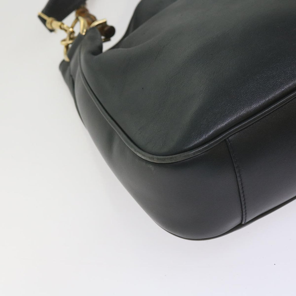 GUCCI Bamboo Hand Bag Leather 2way Navy 001 2113 1638 60686