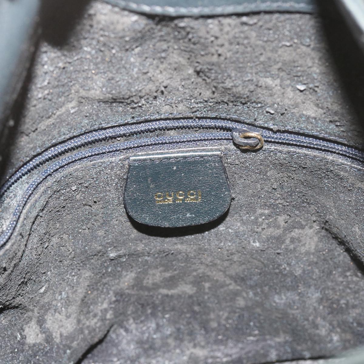 GUCCI Bamboo Hand Bag Leather 2way Navy 001 2113 1638 60686