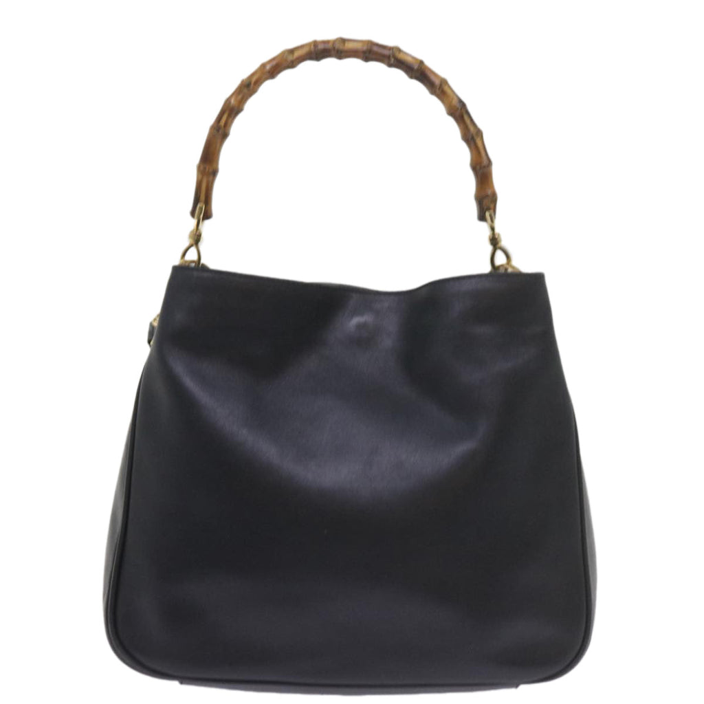 GUCCI Bamboo Hand Bag Leather 2way Navy 001 2113 1638 60686