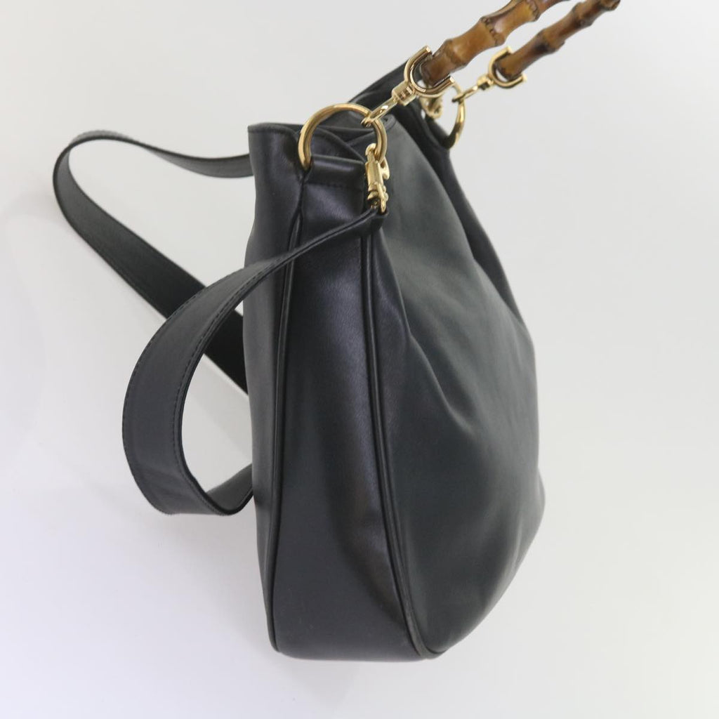 GUCCI Bamboo Hand Bag Leather 2way Navy 001 2113 1638 60686