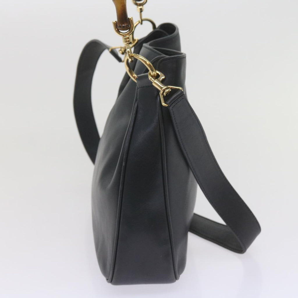 GUCCI Bamboo Hand Bag Leather 2way Navy 001 2113 1638 60686