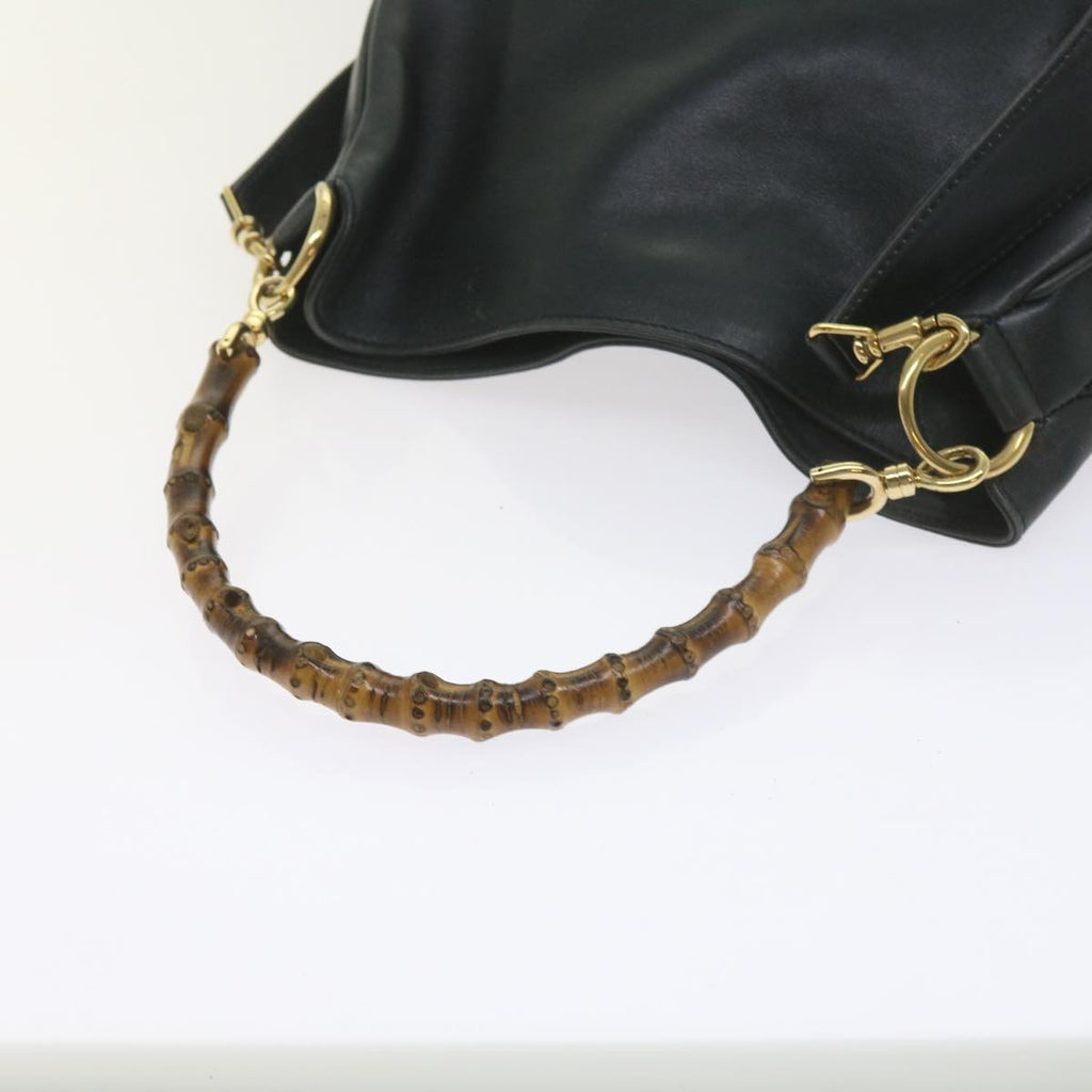 GUCCI Bamboo Hand Bag Leather 2way Navy 001 2113 1638 60686