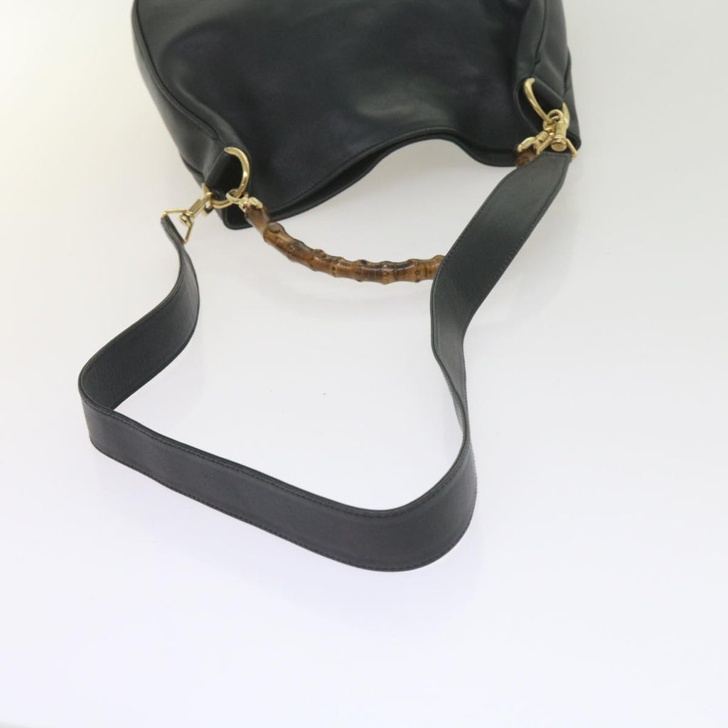 GUCCI Bamboo Hand Bag Leather 2way Navy 001 2113 1638 60686