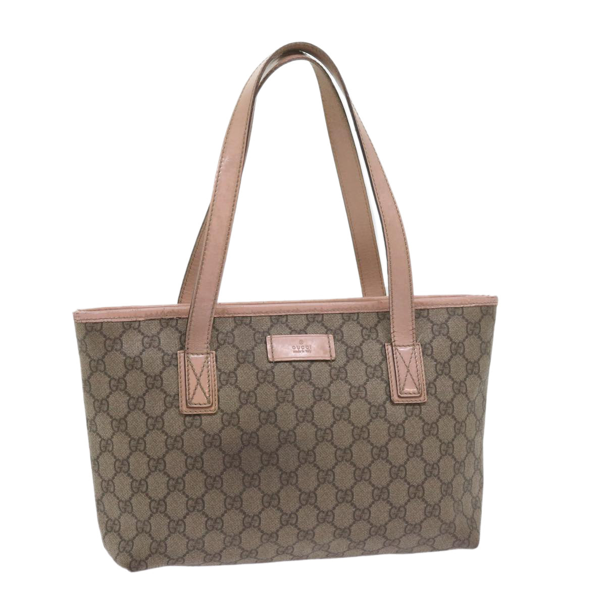 GUCCI GG Supreme Tote Bag PVC Leather Beige 211138 60690