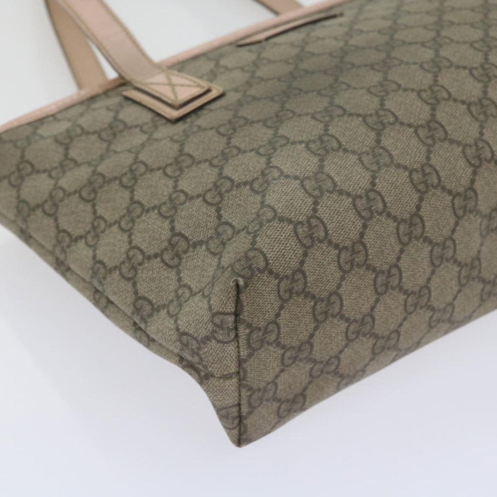 GUCCI GG Supreme Tote Bag PVC Leather Beige 211138 60690