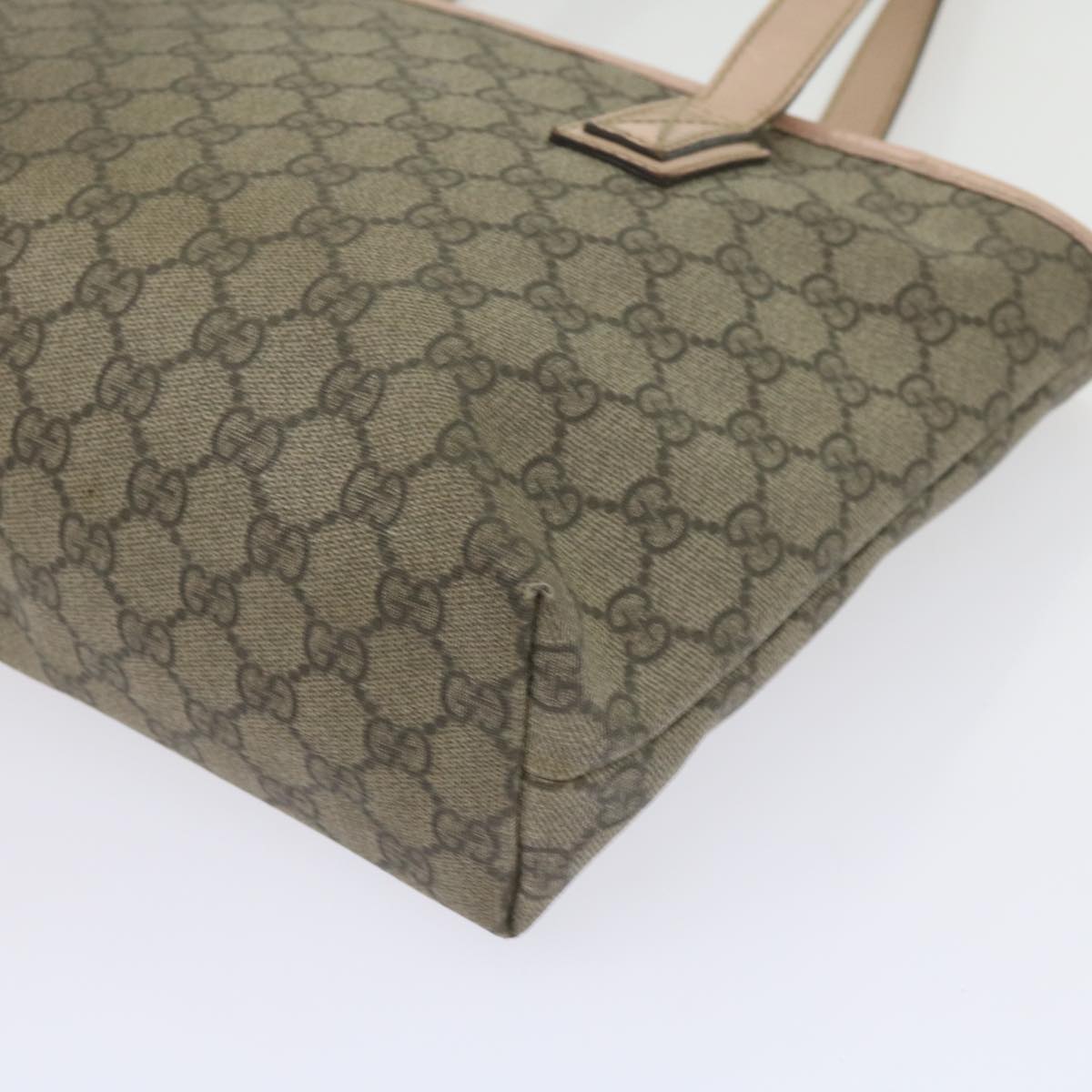 GUCCI GG Supreme Tote Bag PVC Leather Beige 211138 60690