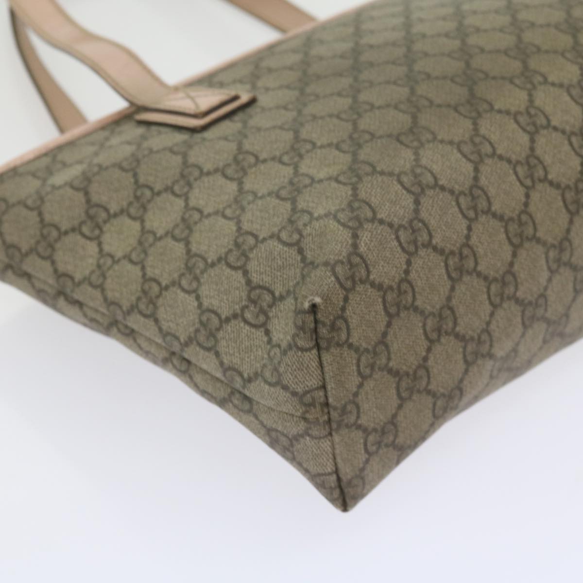 GUCCI GG Supreme Tote Bag PVC Leather Beige 211138 60690