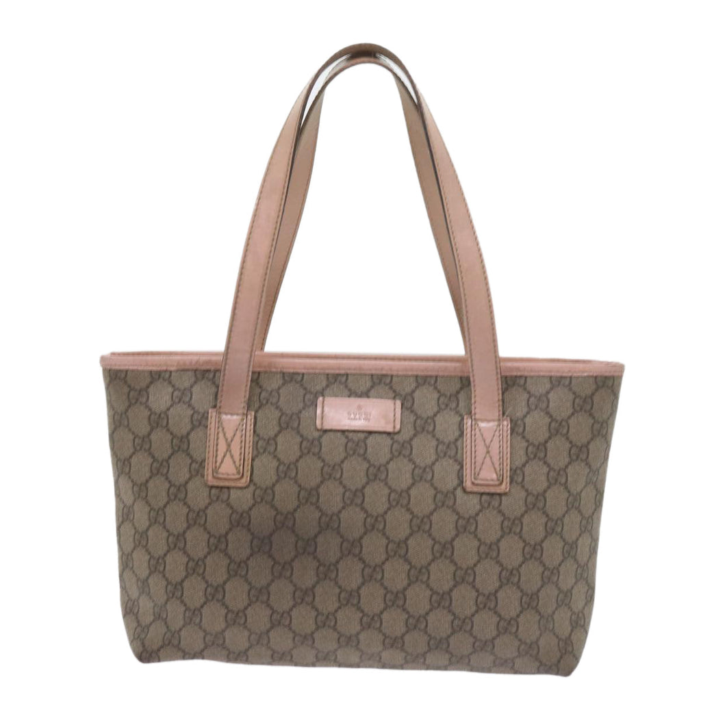 GUCCI GG Supreme Tote Bag PVC Leather Beige 211138 60690