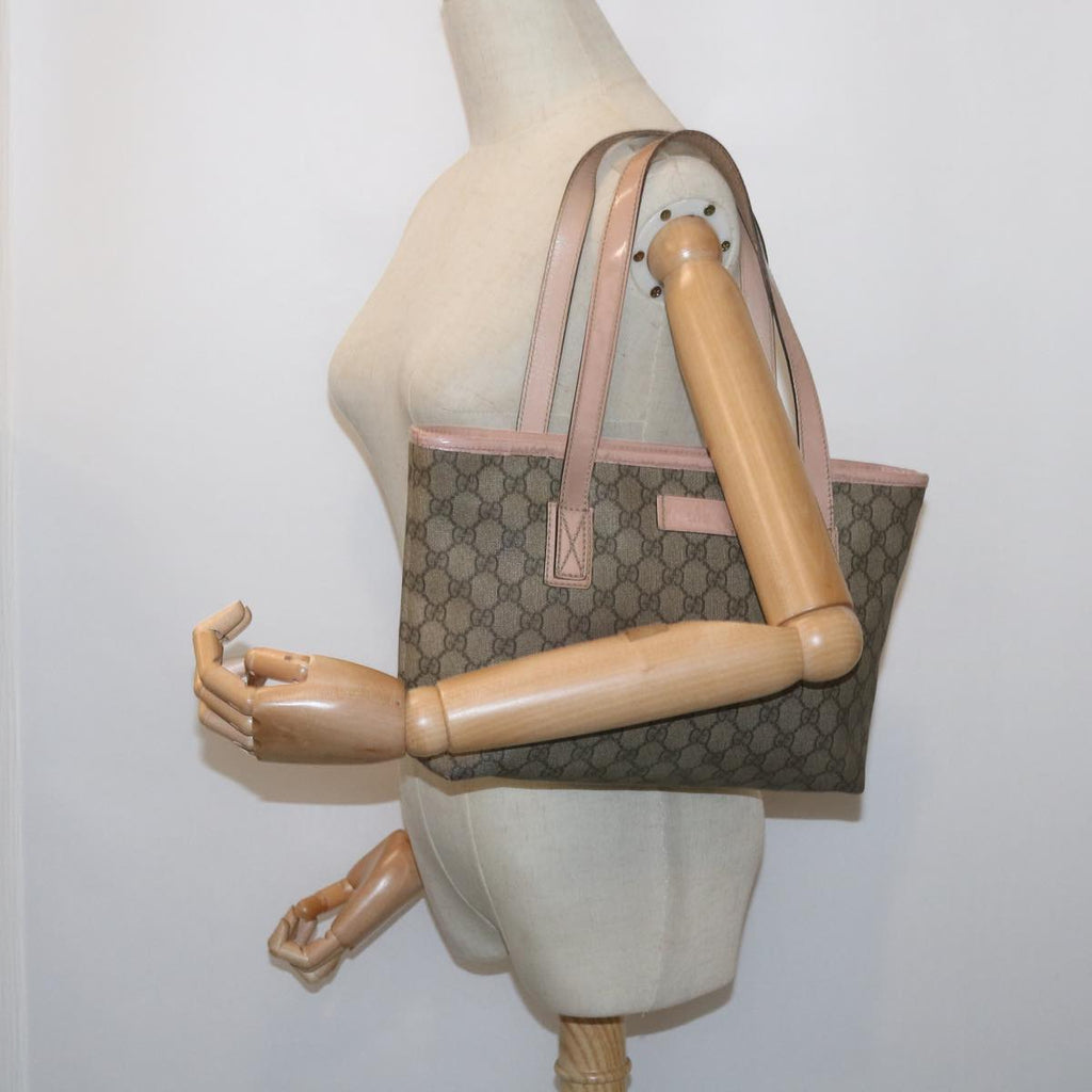 GUCCI GG Supreme Tote Bag PVC Leather Beige 211138 60690