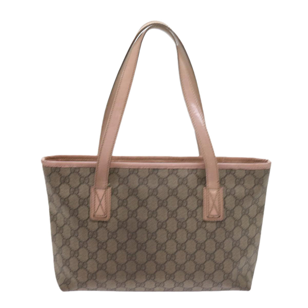 GUCCI GG Supreme Tote Bag PVC Leather Beige 211138 60690