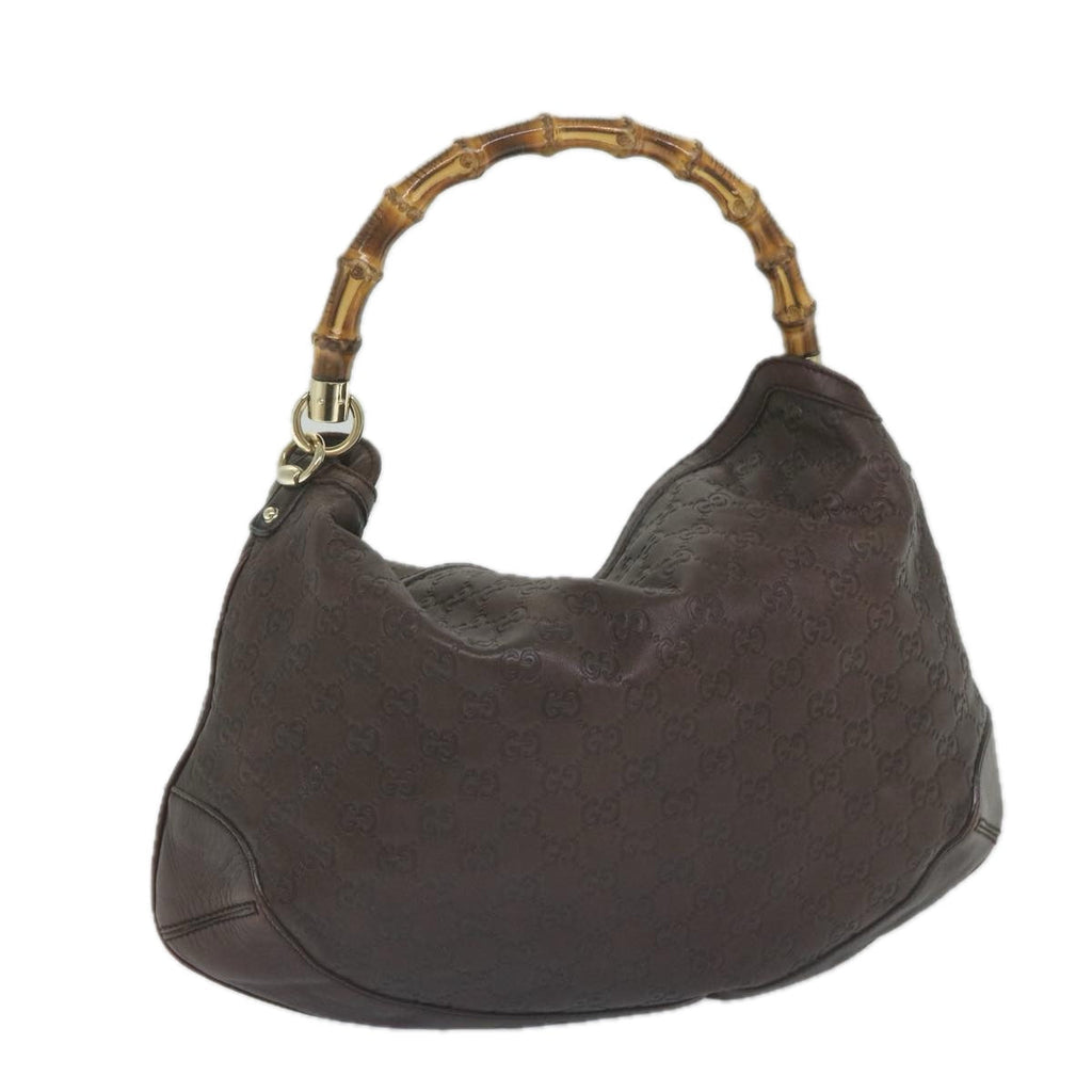 GUCCI GG Canvas Guccissima Bamboo Shoulder Bag Brown 169961 60691