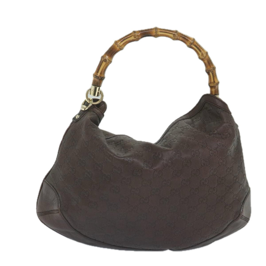 GUCCI GG Canvas Guccissima Bamboo Shoulder Bag Brown 169961 60691