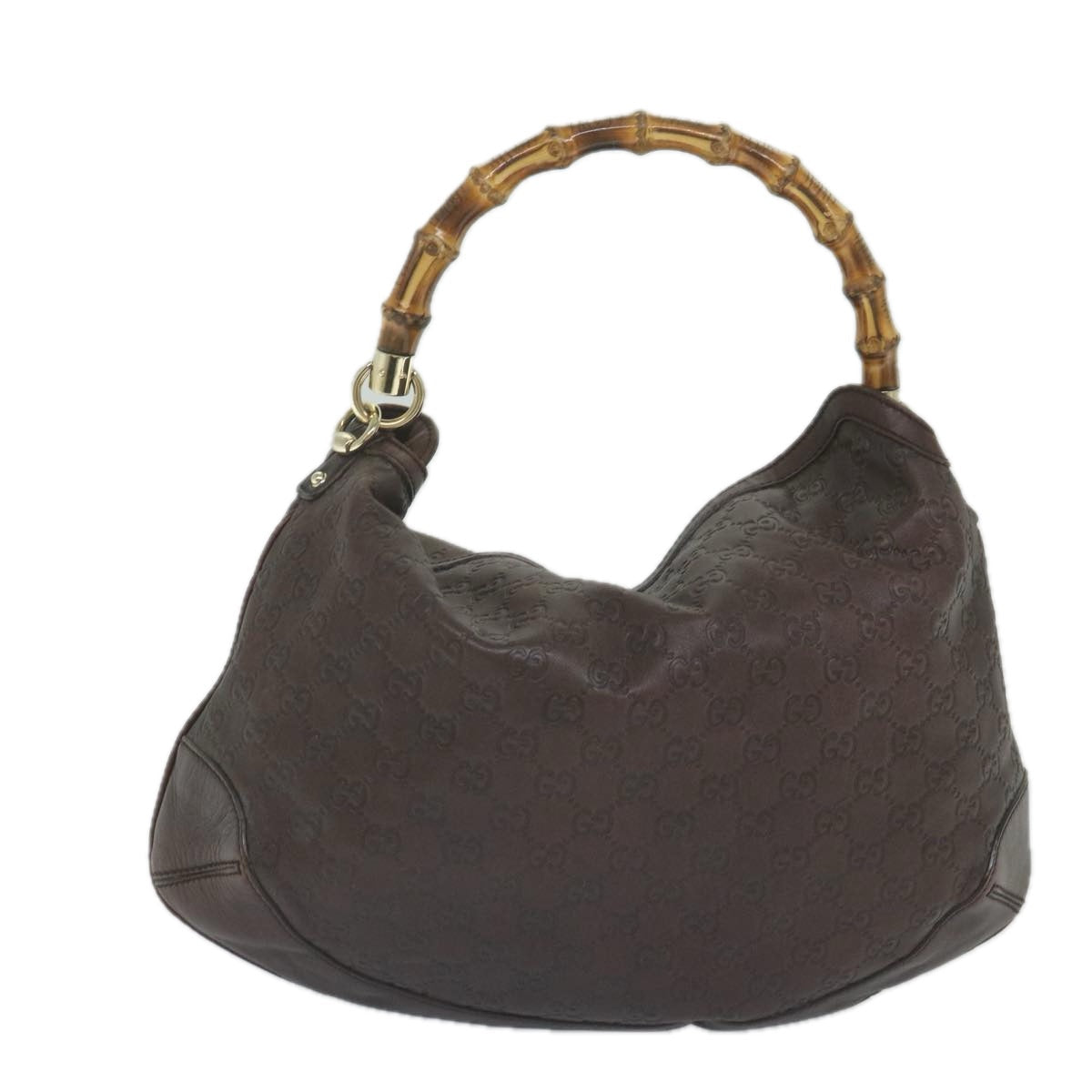 GUCCI GG Canvas Guccissima Bamboo Shoulder Bag Brown 169961 60691