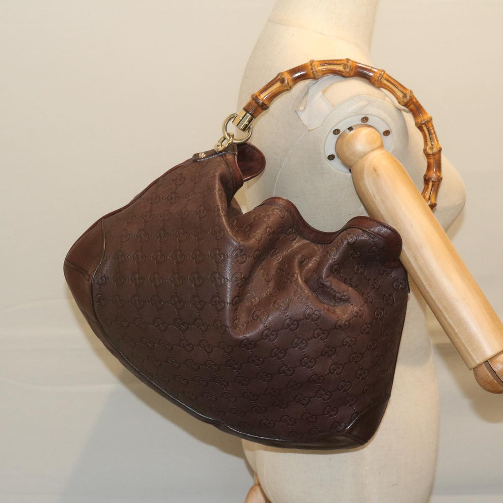 GUCCI GG Canvas Guccissima Bamboo Shoulder Bag Brown 169961 60691