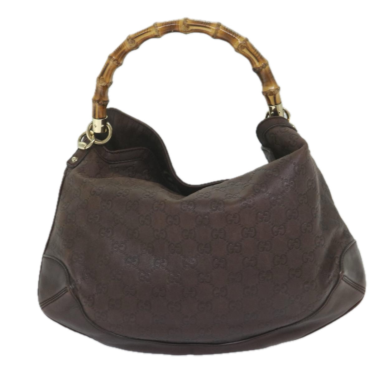GUCCI GG Canvas Guccissima Bamboo Shoulder Bag Brown 169961 60691