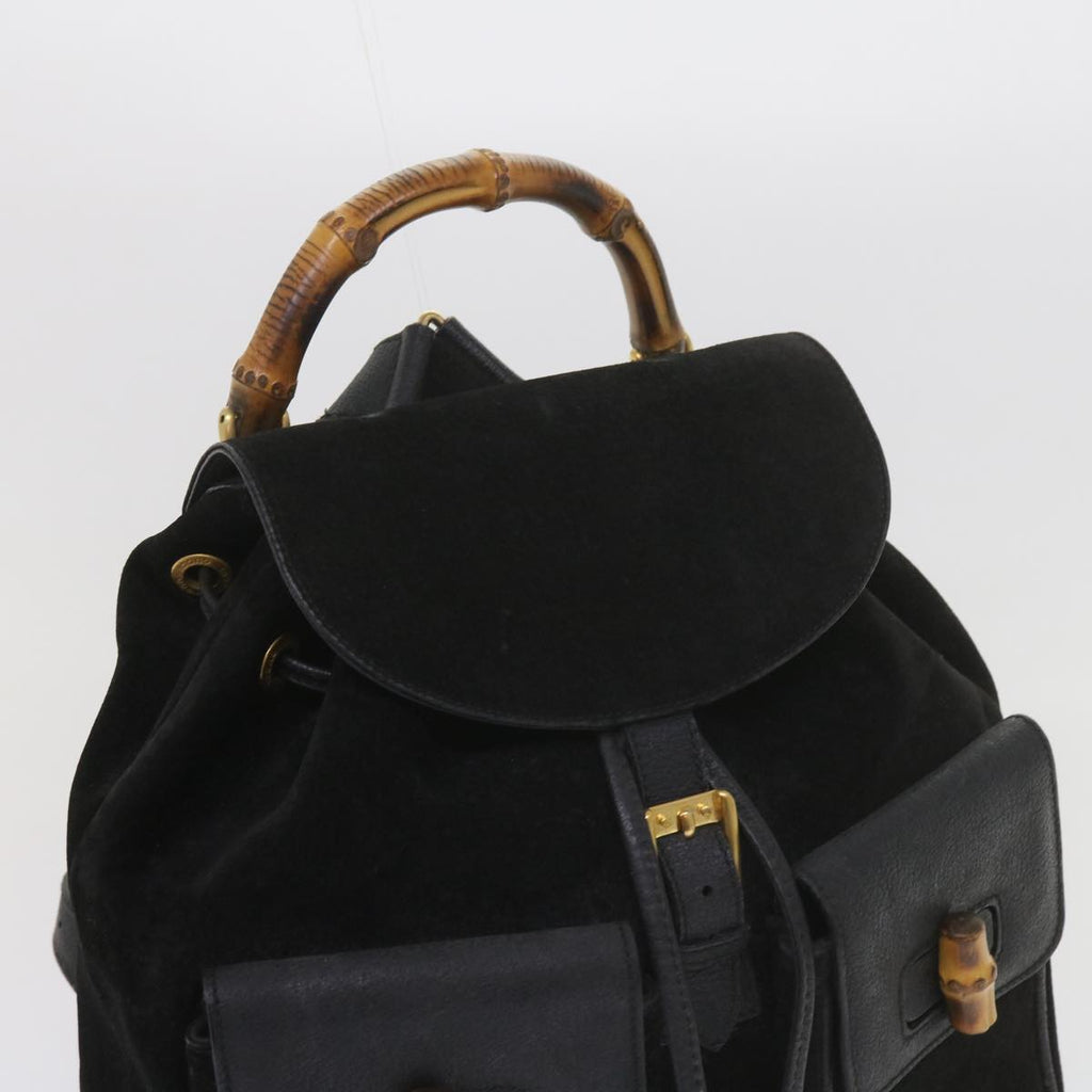 GUCCI Bamboo Backpack Suede Black 003 1119 0016 60693