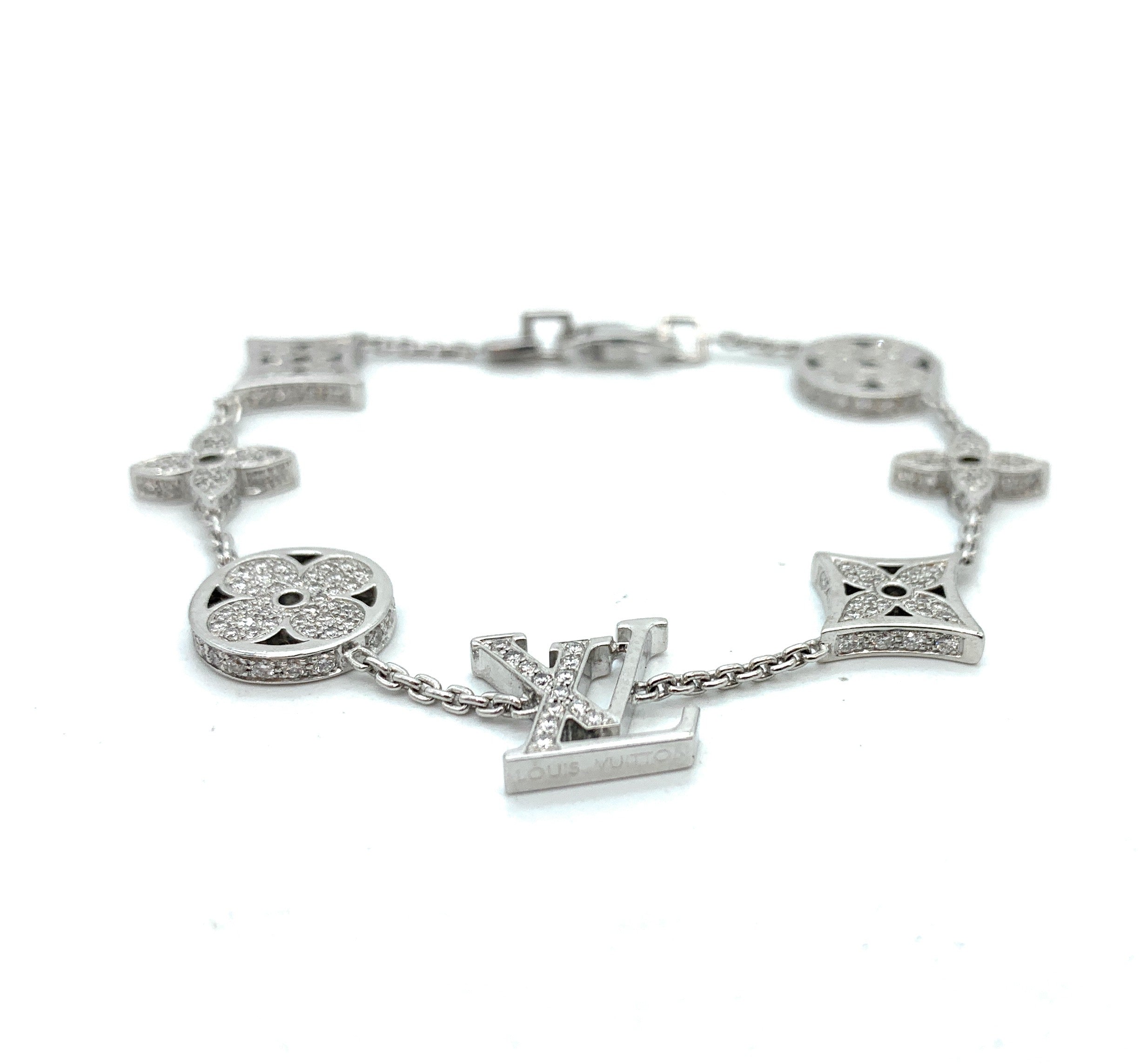 LOUIS VUITTON 18K White Gold 1.40ctw Diamond Idylle Blossom Bracelet