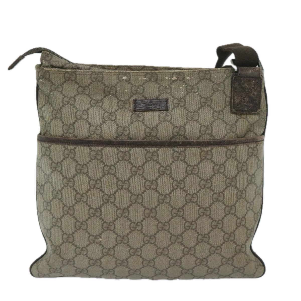 GUCCI GG Supreme Shoulder Bag PVC Leather Beige 141626 60722