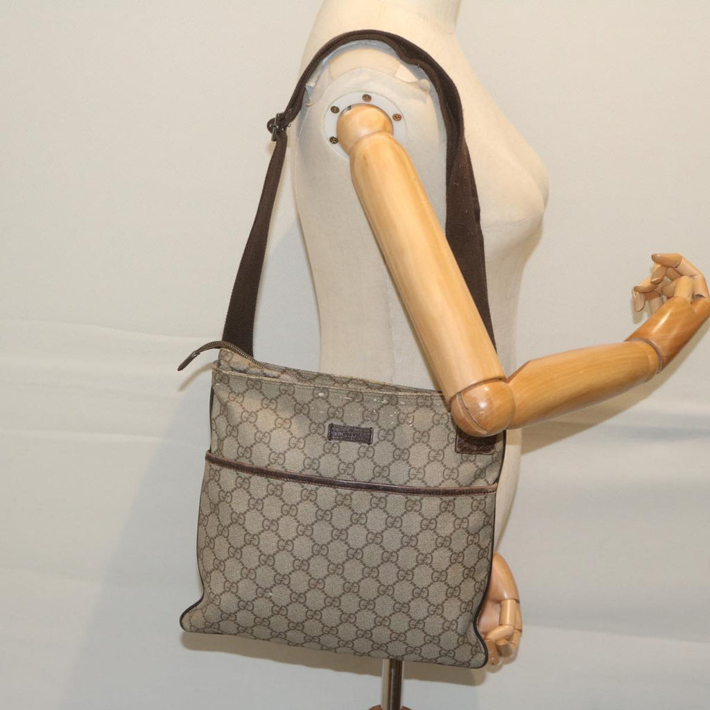 GUCCI GG Supreme Shoulder Bag PVC Leather Beige 141626 60722