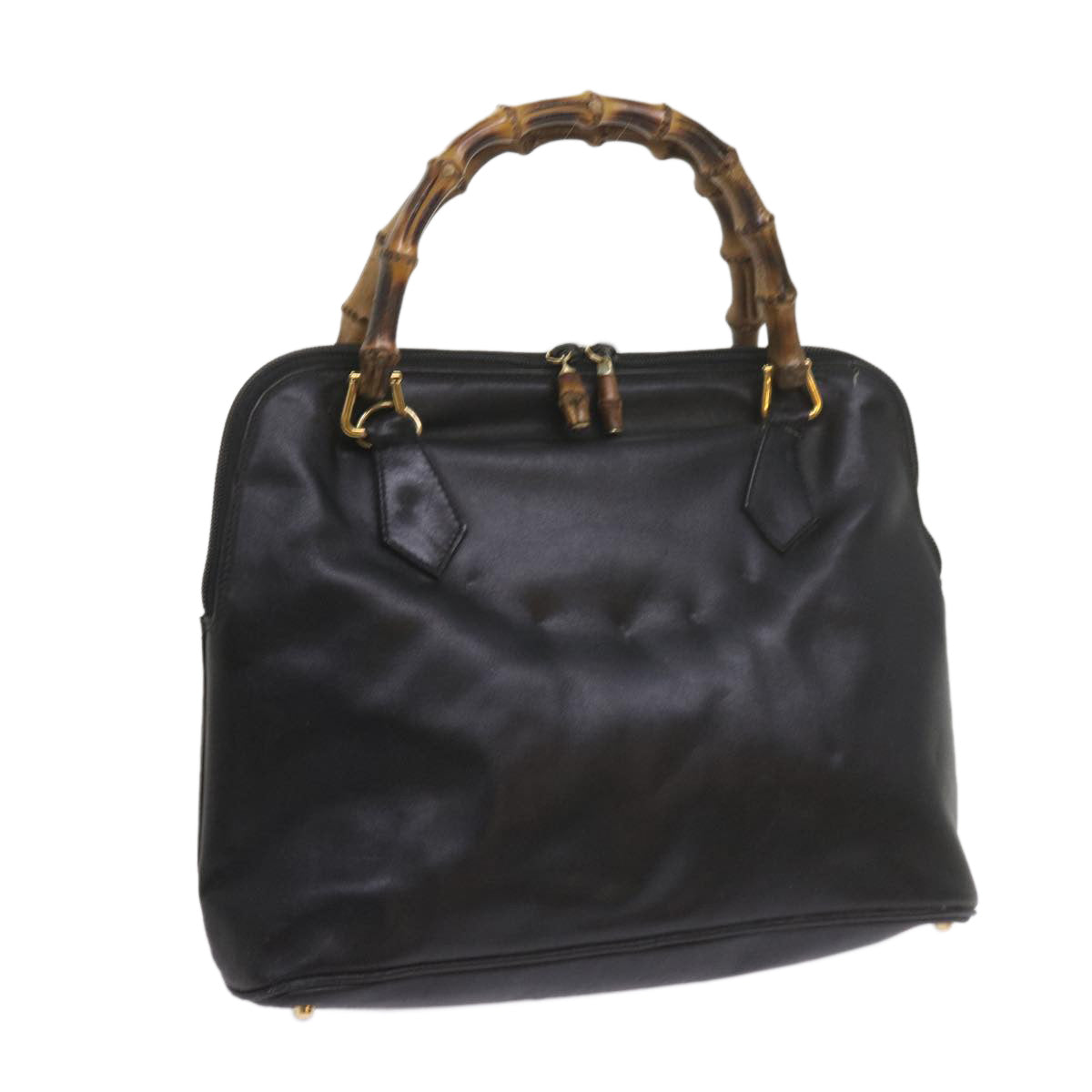 GUCCI Bamboo Hand Bag Leather Black 000 1186 0289 60723