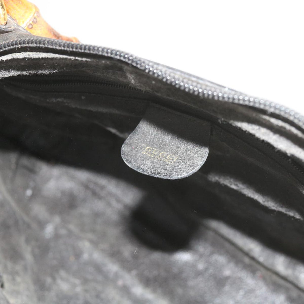 GUCCI Bamboo Hand Bag Leather Black 000 1186 0289 60723