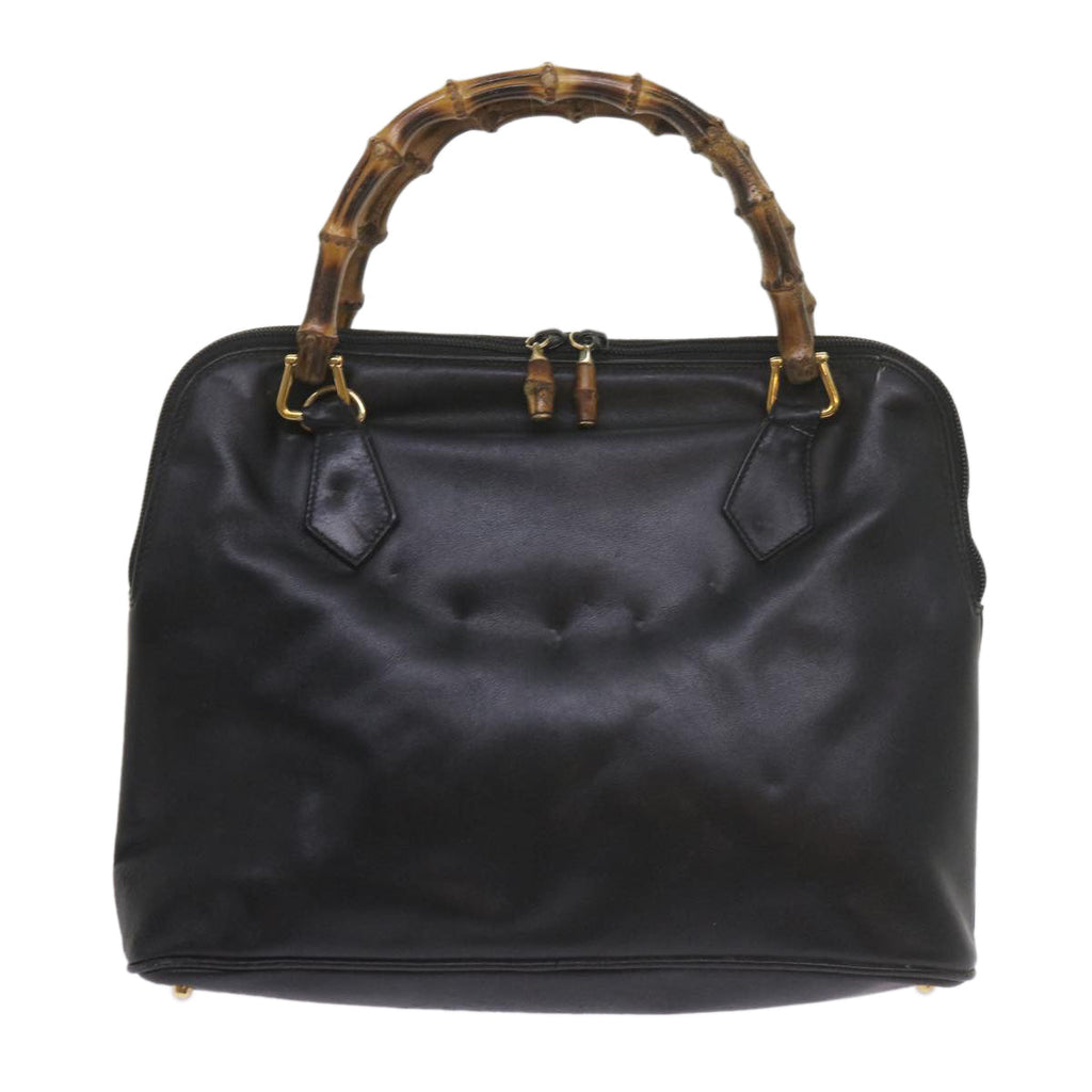 GUCCI Bamboo Hand Bag Leather Black 000 1186 0289 60723