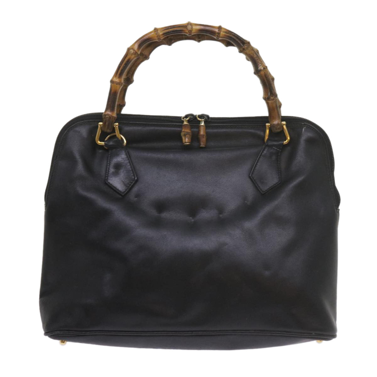 GUCCI Bamboo Hand Bag Leather Black 000 1186 0289 60723