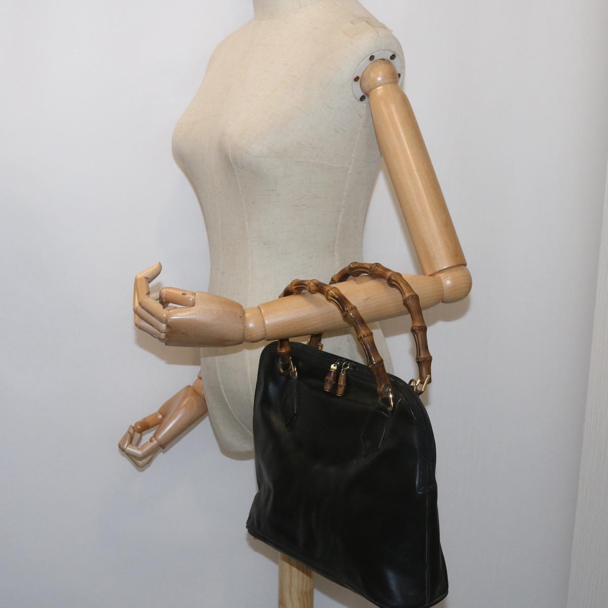 GUCCI Bamboo Hand Bag Leather Black 000 1186 0289 60723