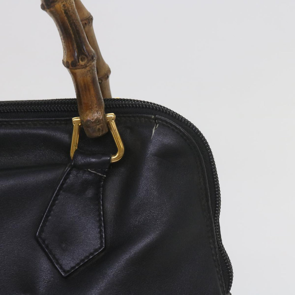 GUCCI Bamboo Hand Bag Leather Black 000 1186 0289 60723