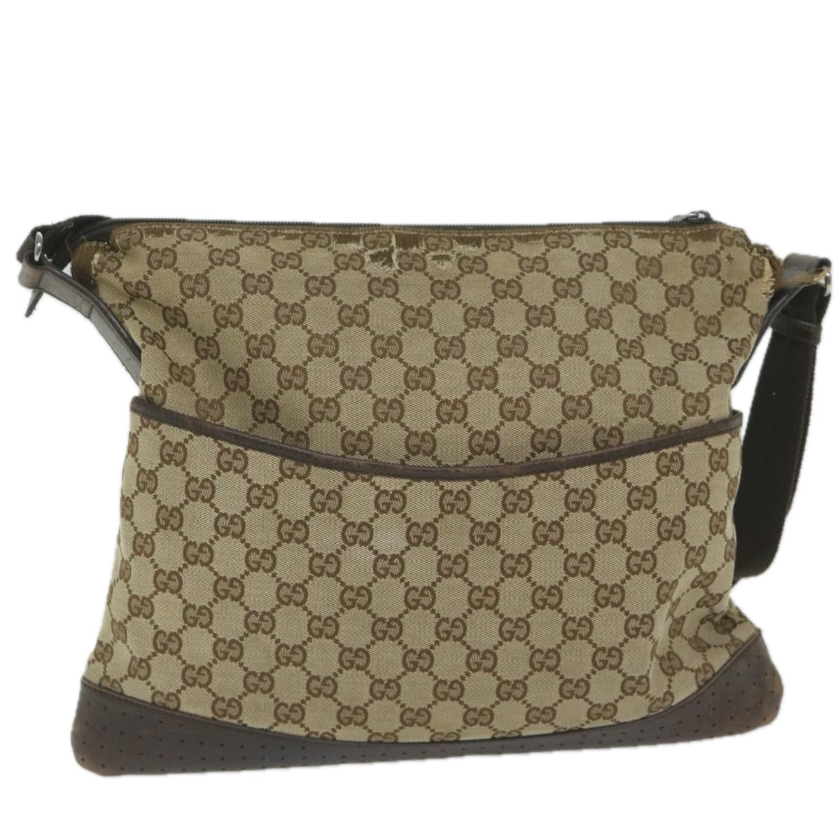 GUCCI GG Canvas Shoulder Bag Beige 145856 60724