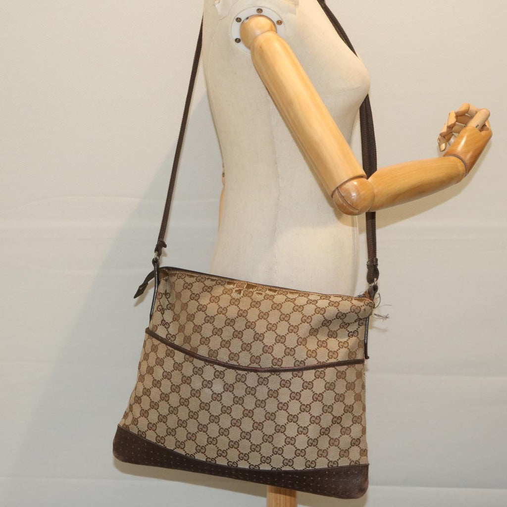 GUCCI GG Canvas Shoulder Bag Beige 145856 60724