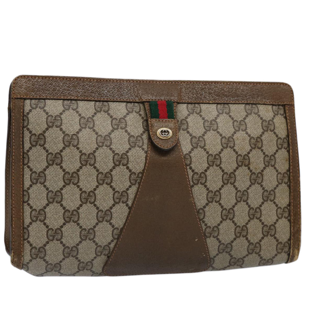 GUCCI GG Supreme Web Sherry Line Clutch Bag Beige Red Green 89 01 033 60742