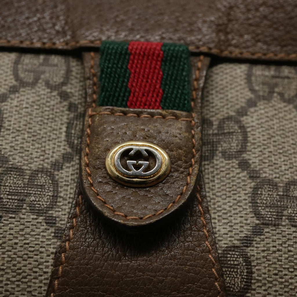 GUCCI GG Supreme Web Sherry Line Clutch Bag Beige Red Green 89 01 033 60742