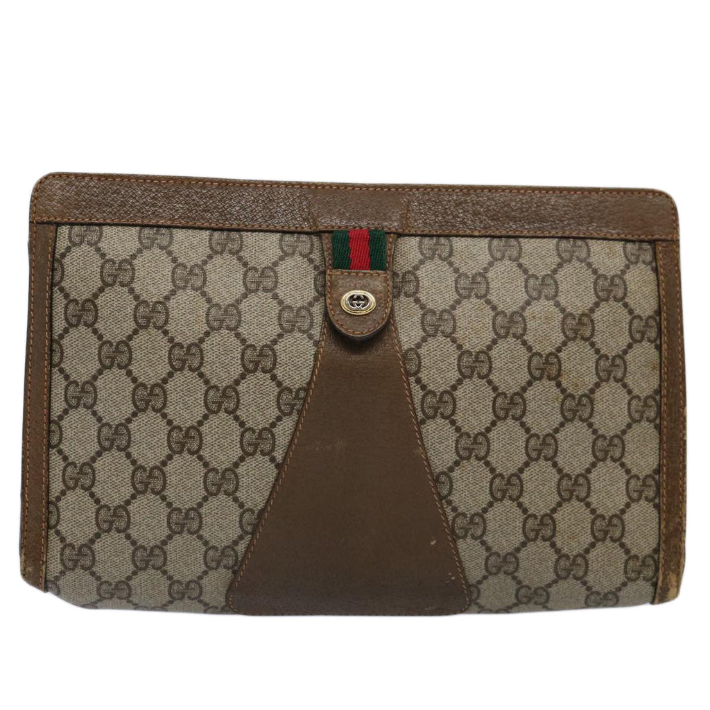 GUCCI GG Supreme Web Sherry Line Clutch Bag Beige Red Green 89 01 033 60742