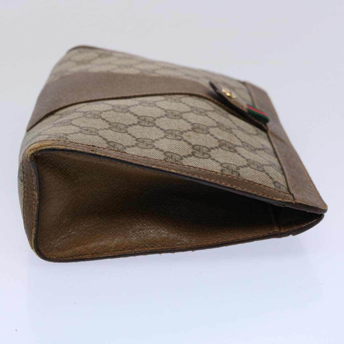 GUCCI GG Supreme Web Sherry Line Clutch Bag Beige Red Green 89 01 033 60742