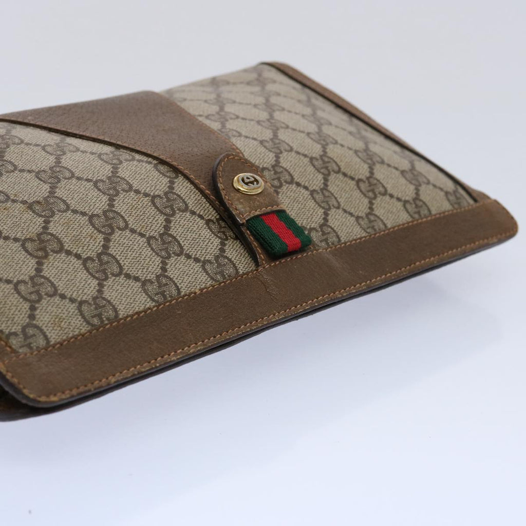 GUCCI GG Supreme Web Sherry Line Clutch Bag Beige Red Green 89 01 033 60742