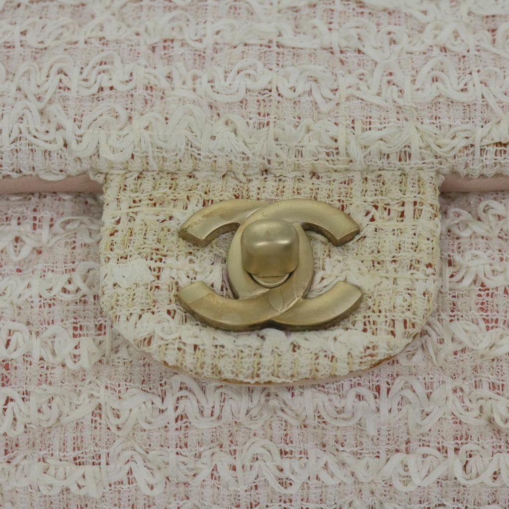 CHANEL Matelasse Chain Shoulder Bag Tweed Pink CC 60753A