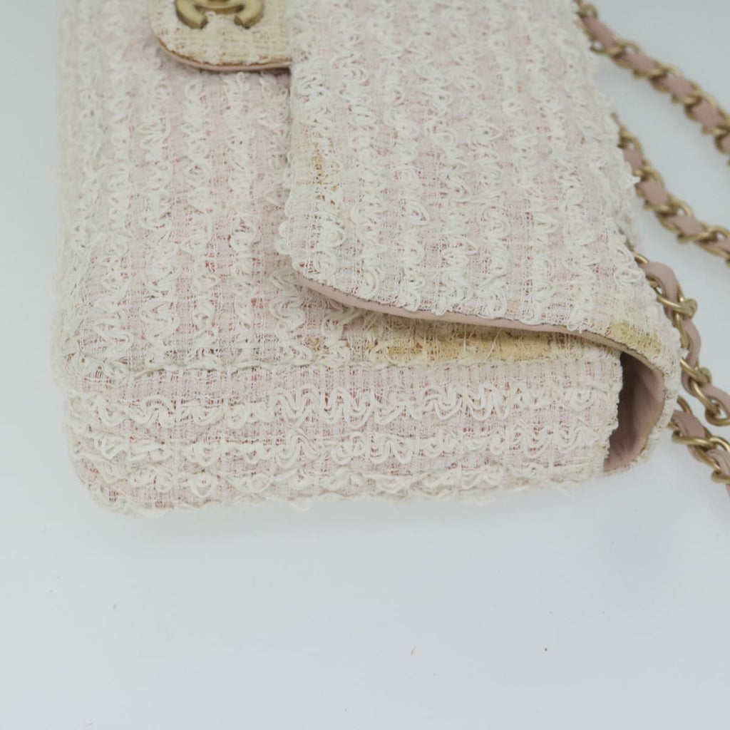 CHANEL Matelasse Chain Shoulder Bag Tweed Pink CC 60753A