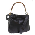 GUCCI Bamboo Shoulder Bag Leather 2way Black 001 1638 2615 60783