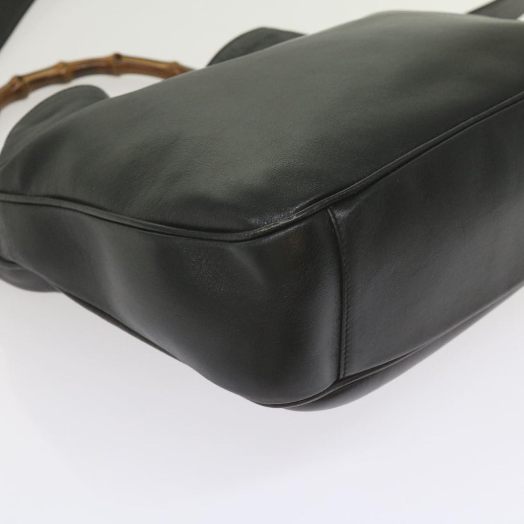 GUCCI Bamboo Shoulder Bag Leather 2way Black 001 1638 2615 60783