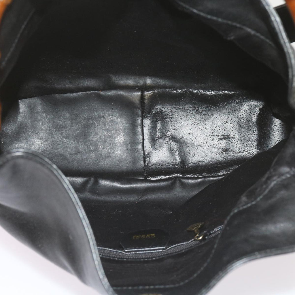 GUCCI Bamboo Shoulder Bag Leather 2way Black 001 1638 2615 60783